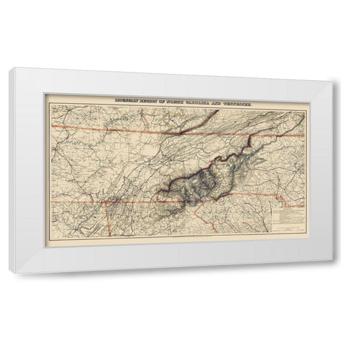 Mountain Region North Carolina Tennessee White Modern Wood Framed Art Print by Bache