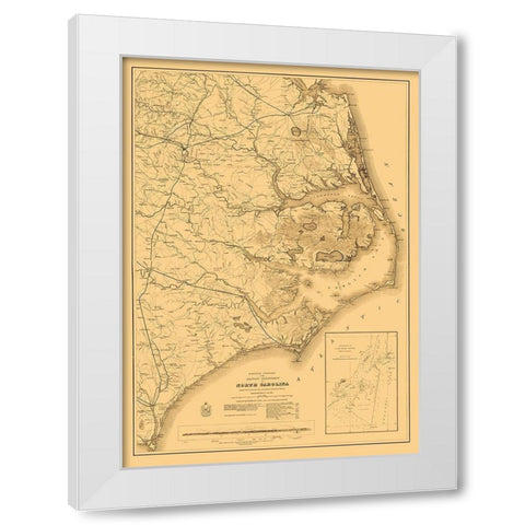 Eastern Portion North Carolina Military White Modern Wood Framed Art Print by Fillmore
