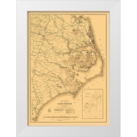 Eastern Portion North Carolina Military White Modern Wood Framed Art Print by Fillmore