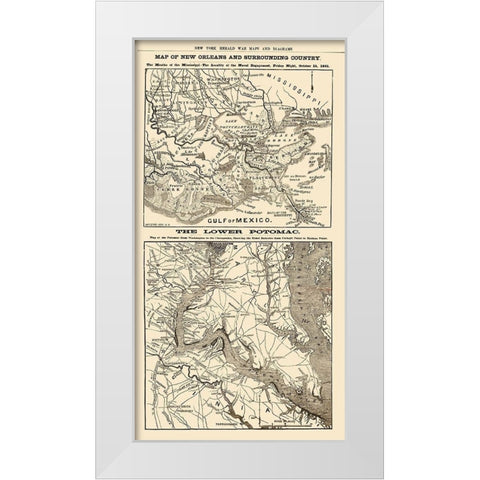 New Orleans Louisiana Lower Potomac River White Modern Wood Framed Art Print by Waters