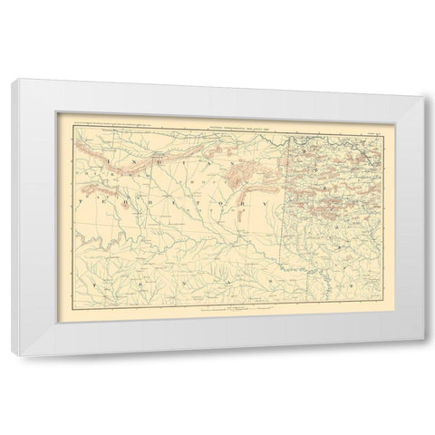 Indian Territory Arkansas Texas - Bien 1895 White Modern Wood Framed Art Print by Bien