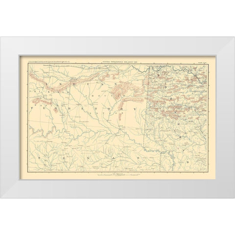 Indian Territory Arkansas Texas - Bien 1895 White Modern Wood Framed Art Print by Bien