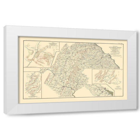 Route Battle Scout Sketches  - Hotchkiss 1895 White Modern Wood Framed Art Print by Hotchkiss