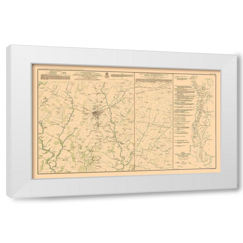 Battle Positions of Gettysburg - Bien 1894 White Modern Wood Framed Art Print by Bien