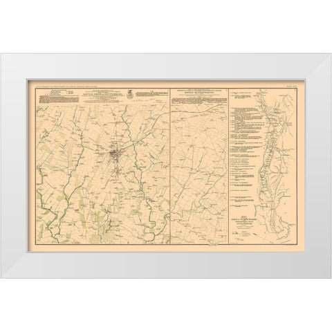 Battle Positions of Gettysburg - Bien 1894 White Modern Wood Framed Art Print by Bien