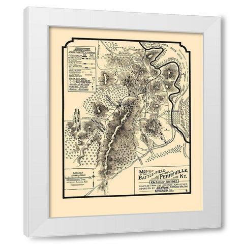 Battlefield of Perryville Kentucky - Work 1882 White Modern Wood Framed Art Print by Work