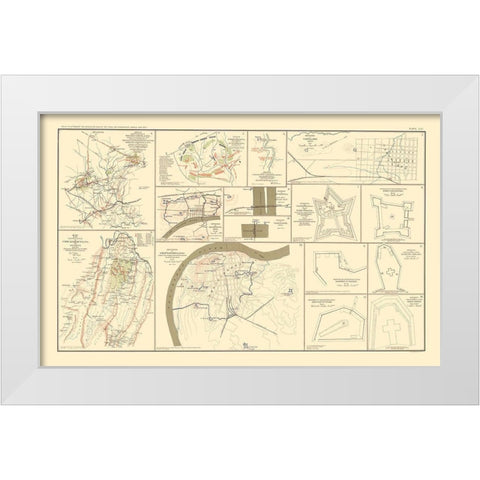 Positions Defenses Battlefields - Bien 1895 White Modern Wood Framed Art Print by Bien