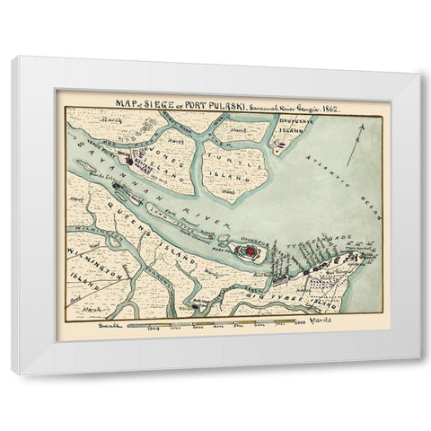 Siege Fort Pulaski Savannah River Georgia White Modern Wood Framed Art Print by Sneden