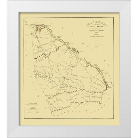 Union District South Carolina - Thompson 1825 White Modern Wood Framed Art Print by Thompson