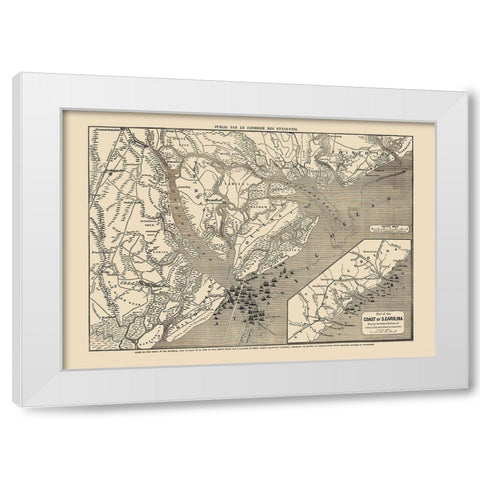 South Carolina - Colton 1860 White Modern Wood Framed Art Print by Colton