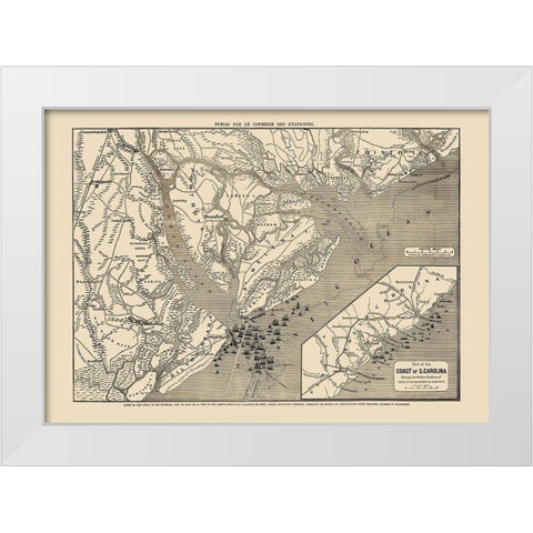 South Carolina - Colton 1860 White Modern Wood Framed Art Print by Colton
