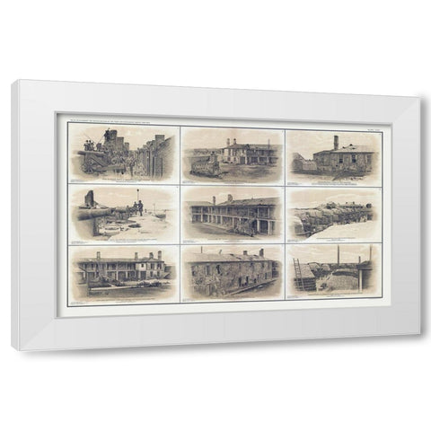 Charleston Harbor South Carolina - Bien 1894 White Modern Wood Framed Art Print by Bien
