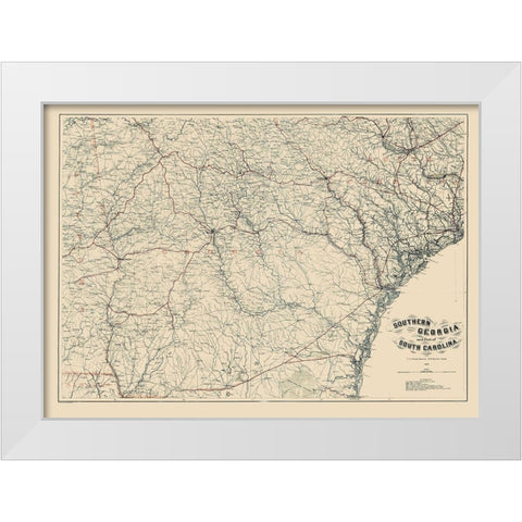 Southern Georgia South Carolina - Bache 1865 White Modern Wood Framed Art Print by Bache