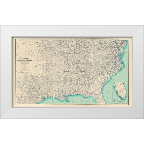 Railroad Southern States Connections Philadelphia White Modern Wood Framed Art Print by Kimber