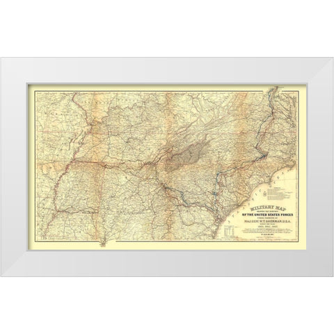 Militia of Shermans Marches - Sherman 1865 White Modern Wood Framed Art Print by Sherman