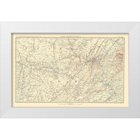 Southeastern United States -Bien 1895 White Modern Wood Framed Art Print by Bien