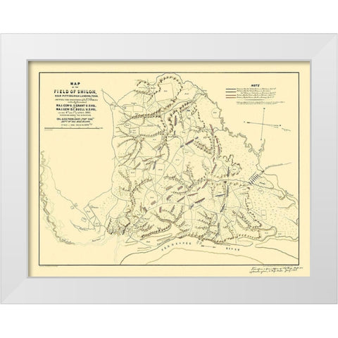 Field of Shiloh Tennessee  - Matz 1862 White Modern Wood Framed Art Print by Matz