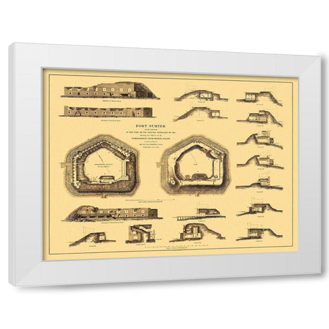 Fort Sumter at Time of Capture - Bien 1865 White Modern Wood Framed Art Print by Bien