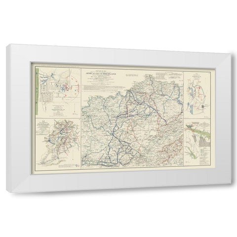 Cumberland Army Campaigns 5 Views - Ruger 1895 White Modern Wood Framed Art Print by Ruger