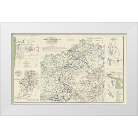 Cumberland Army Campaigns 5 Views - Ruger 1895 White Modern Wood Framed Art Print by Ruger