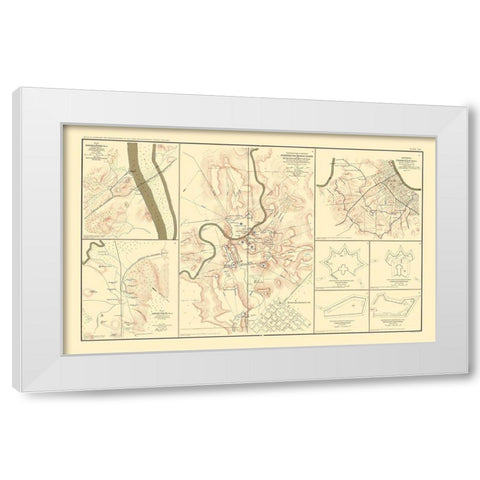 Defenses Forts Tennessee Alabama - Bien 1895 White Modern Wood Framed Art Print by Bien