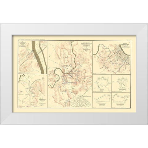 Defenses Forts Tennessee Alabama - Bien 1895 White Modern Wood Framed Art Print by Bien