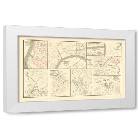 Tennessee Alabama Georgia Cities - Bien 1895 White Modern Wood Framed Art Print by Bien