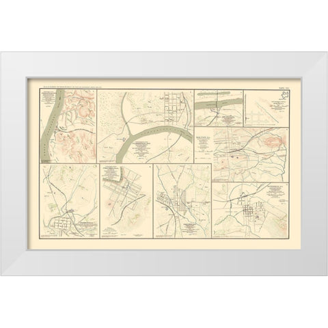 Tennessee Alabama Georgia Cities - Bien 1895 White Modern Wood Framed Art Print by Bien