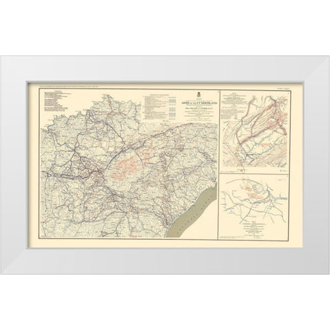 Campaigns Operations Tennessee Virginia - Bien White Modern Wood Framed Art Print by Bien