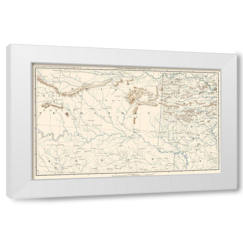 Texas Arkansas Indian Territory Sheet - Bien 1891 White Modern Wood Framed Art Print by Bien