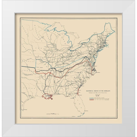 Historical Sketch of Rebellion May - Bache 1862 White Modern Wood Framed Art Print by Bache