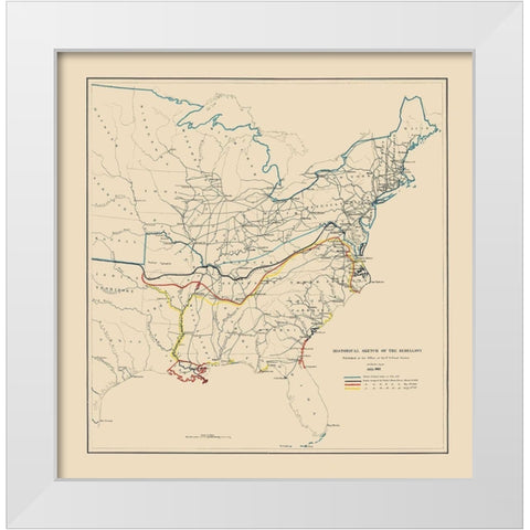 Historical Sketch of Rebellion July - Bache 1862 White Modern Wood Framed Art Print by Bache