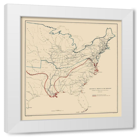 Eastern United States Rebellion - Bache 1863 White Modern Wood Framed Art Print by Bache