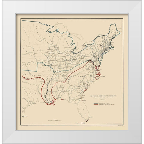 Eastern United States Rebellion - Bache 1863 White Modern Wood Framed Art Print by Bache