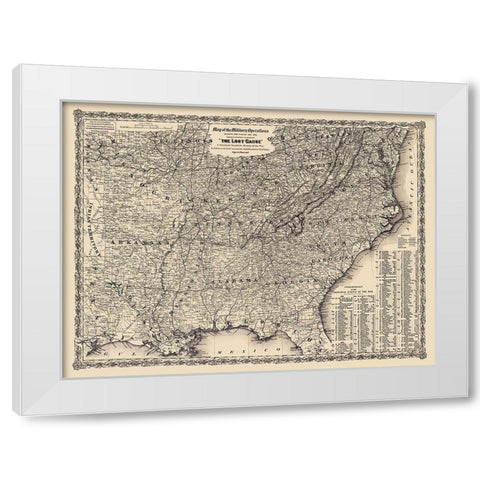 Military Operations Lost Cause 1861 to 1865 White Modern Wood Framed Art Print by Colton