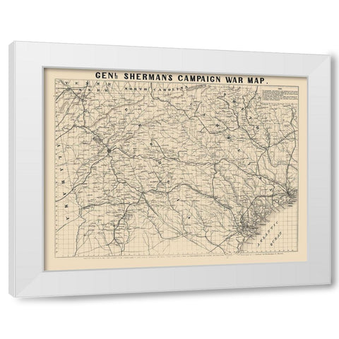 General Shermans Campaign  - Bufford 1860 White Modern Wood Framed Art Print by Bufford