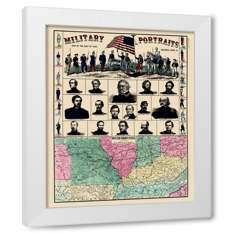 Western Border States Military Portraits White Modern Wood Framed Art Print by Lloyd