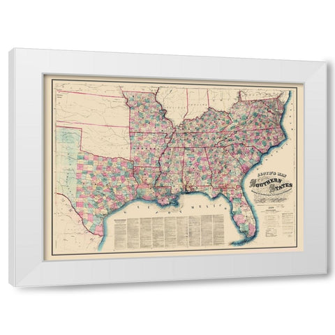 Southern States Railroads Stations Distances White Modern Wood Framed Art Print by Lloyd