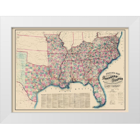 Southern States Railroads Stations Distances White Modern Wood Framed Art Print by Lloyd