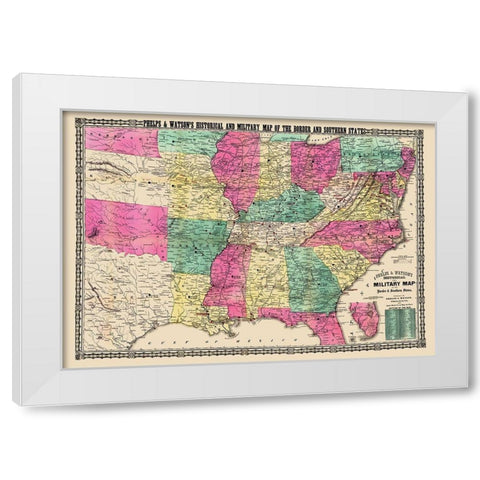 Military Border Southern States - Phelps 1863 White Modern Wood Framed Art Print by Phelps
