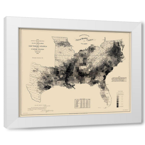 Slave Population Southern States White Modern Wood Framed Art Print by Hergesheimer