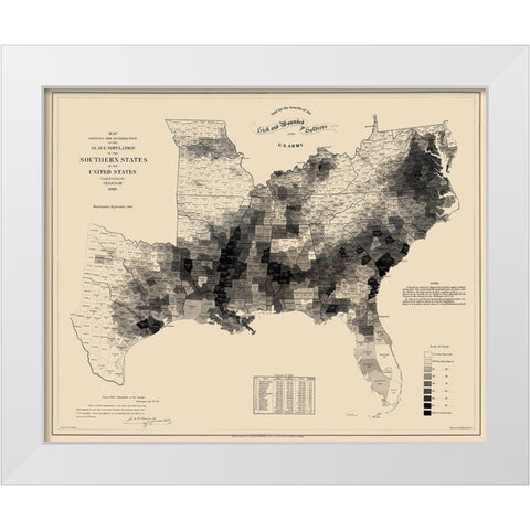 Slave Population Southern States White Modern Wood Framed Art Print by Hergesheimer