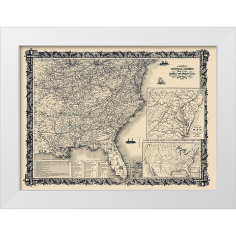 Statistical Military Middle Southern States White Modern Wood Framed Art Print by Thayer