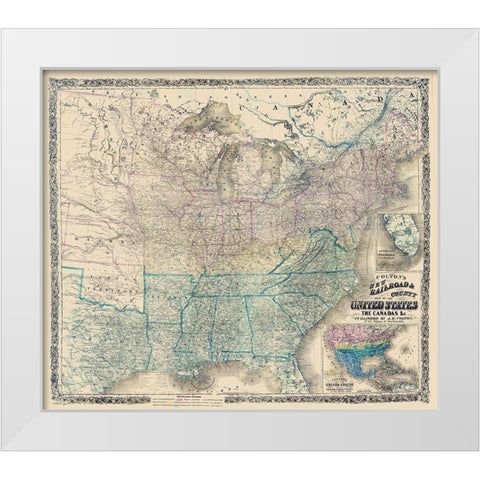 United States Canadas Railroad - Colton 1862 White Modern Wood Framed Art Print by Colton
