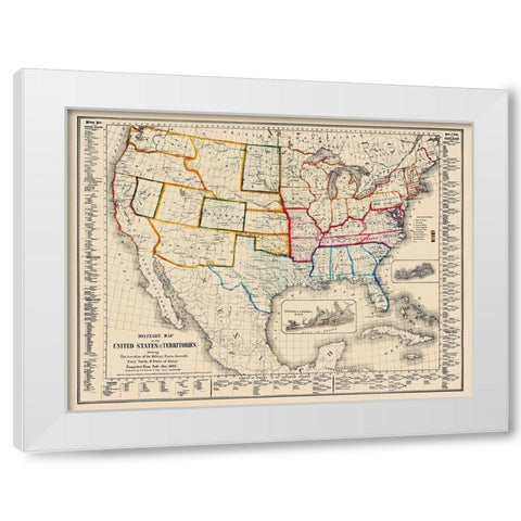 US Arsenals Military Posts Navy Yards Ports White Modern Wood Framed Art Print by Duval