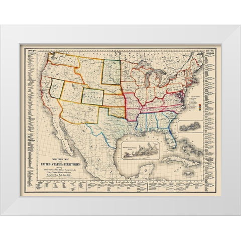 US Arsenals Military Posts Navy Yards Ports White Modern Wood Framed Art Print by Duval