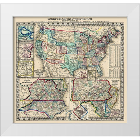 United States Military Forts - Mitchell 1861 White Modern Wood Framed Art Print by Mitchell