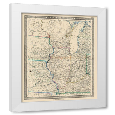 Seat of War in America - Stanford 1861 White Modern Wood Framed Art Print by Stanford