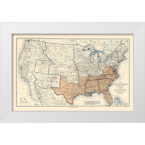 Geographical Divisions Departments June 1862 White Modern Wood Framed Art Print by Bien