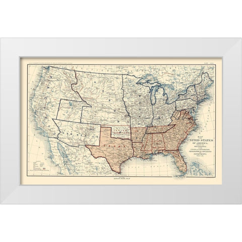 Geographical Divisions Departments December 1861 White Modern Wood Framed Art Print by Bien